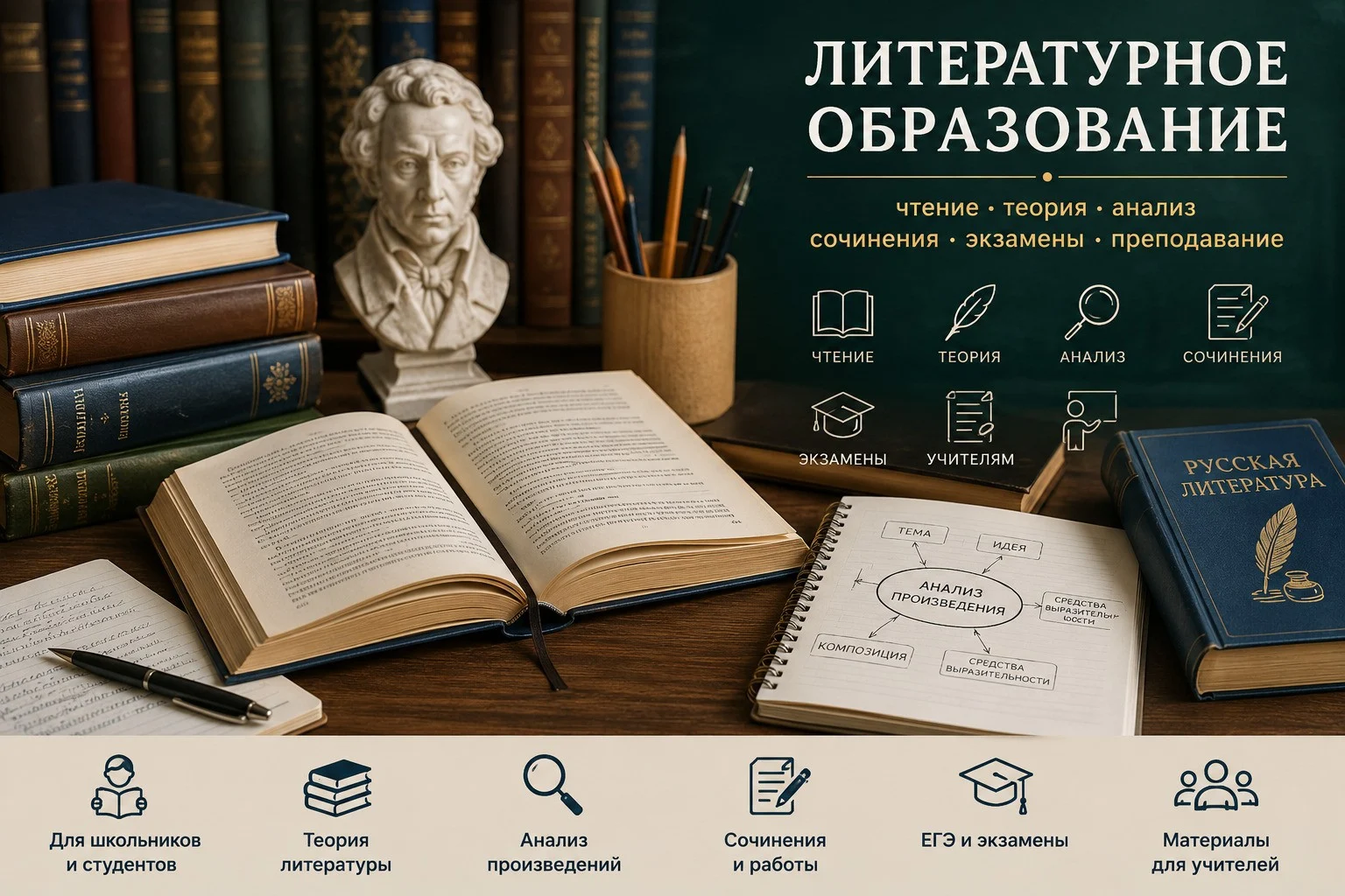 Литературное образование: книга, заметки, схема анализа и учебные материалы